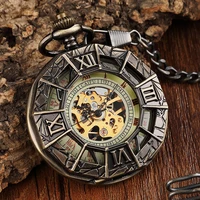 vintage mechanical pocket watch antique spider engraved hollow roman numerals steampunk necklace fob watches pendent chain clock