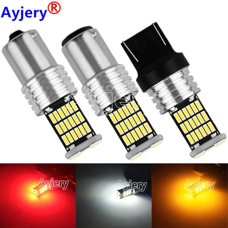 AYJERY 10 шт. 12 В 4014 45 SMD 1156 BA15S 1157 BAY15D Автомобильные светодиодные фонари желтого