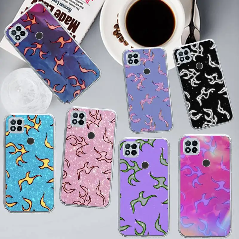 

Fashion Flame Pattern Phone Case Transparent for Xiaomi redmi note 8 9 10 11 t lite pro ultra mix 4 k40
