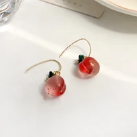 modern jewelry cute sweet fruit earrings delicate design sweet temperament pink peach drop earrings for women party gifts