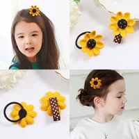 sweet flowers sunflower hair ring cute braided hair rope hairpin girl princess baby tie hair rubber band head jewelry