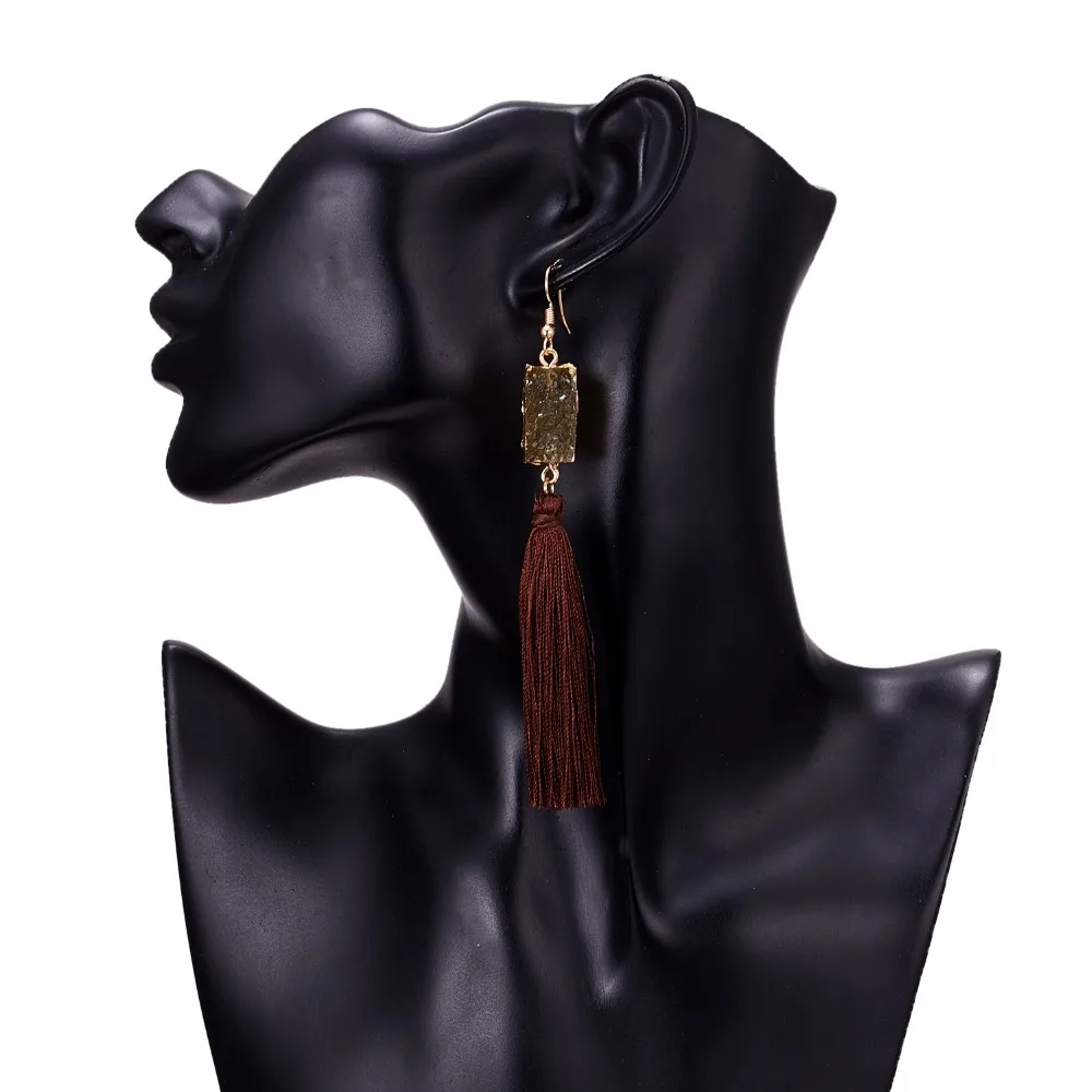 Belleper New Design Tassel Earring Sets Women Geometric Bohemian Gold Flower Long Tassel Earring Set Fashion Wedding Jewelry