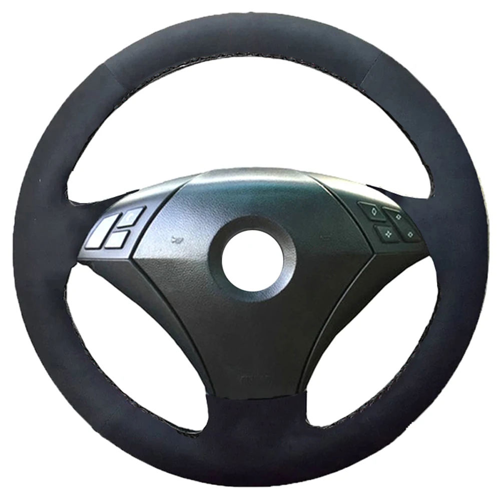 

Black Alcantara Suede Genuine Leather Hand-Stitched Car Steering Wheel Cover for BMW 530 523 523li 525 520li 535 545i E60