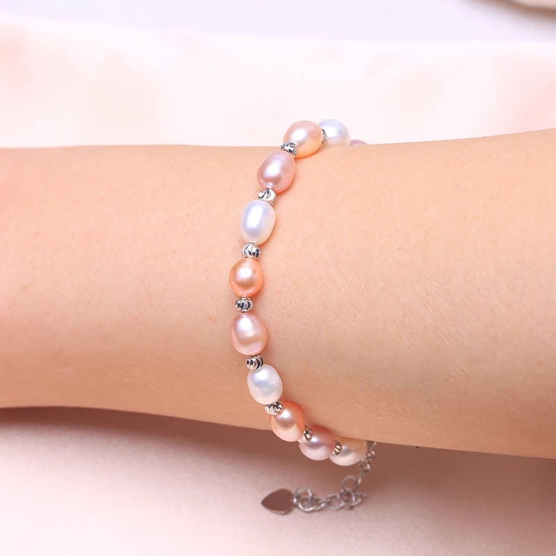 Женский браслет из серебра 925 пробы с натуральным пресноводным жемчугом |