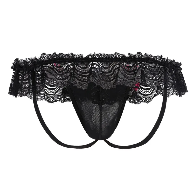 Мужское нижнее белье SISSY прозрачное Сетчатое кружево Бант выпуклый мешочек открытая ягодица бантик бикини трусы нижнее белье трусы Гей Трусики