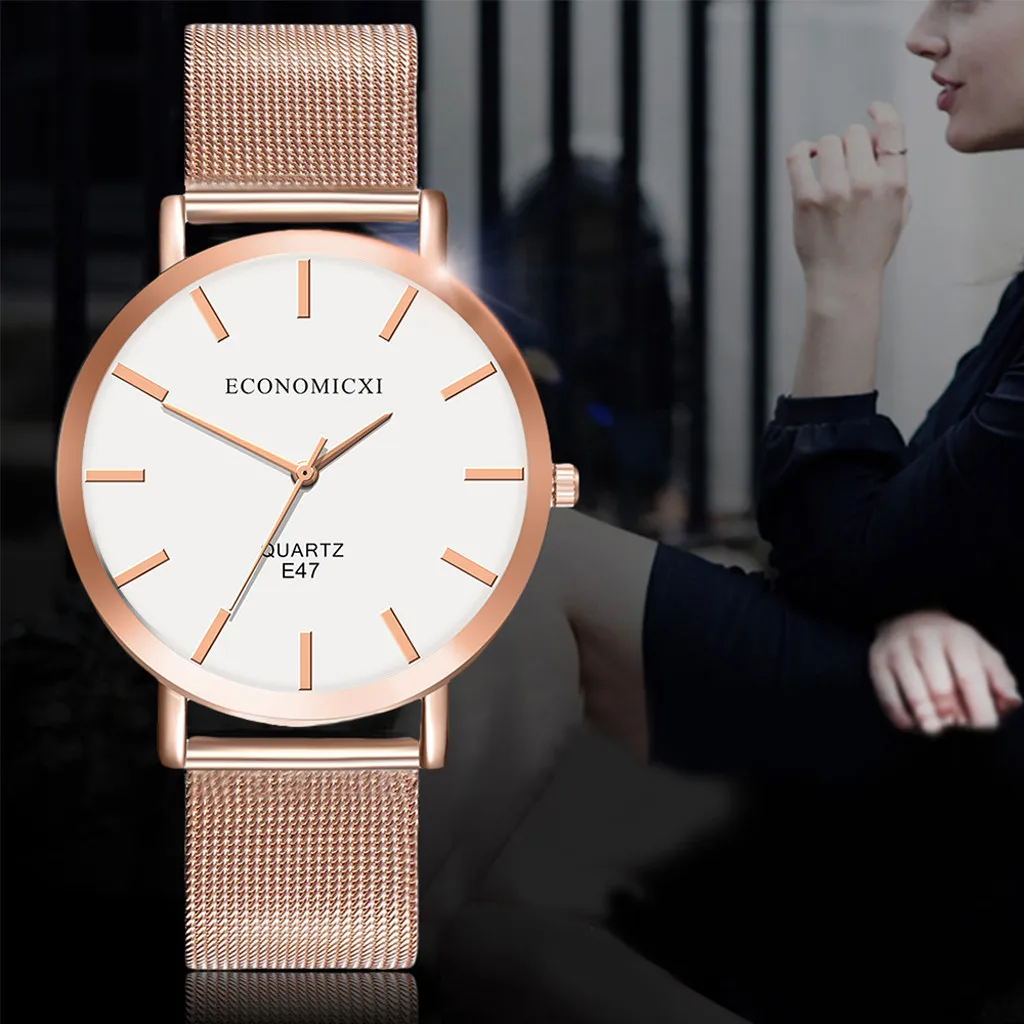 Ladies Watch Rose Gold Stainless Wrist Women Bracelet Watches Elegant business party net with watch dress часы женские 30* |