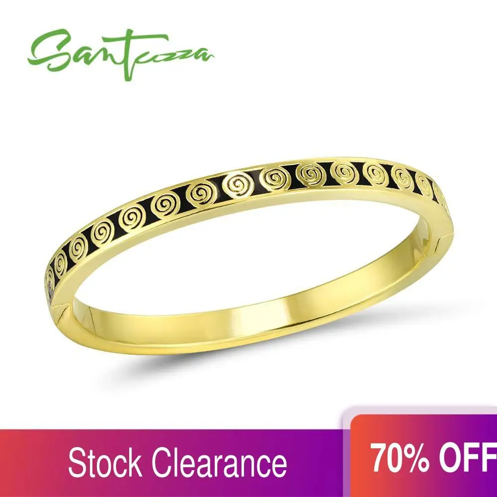 Женский браслет SANTUZZA черный эмалированный латунный вечерние ювелирные изделия