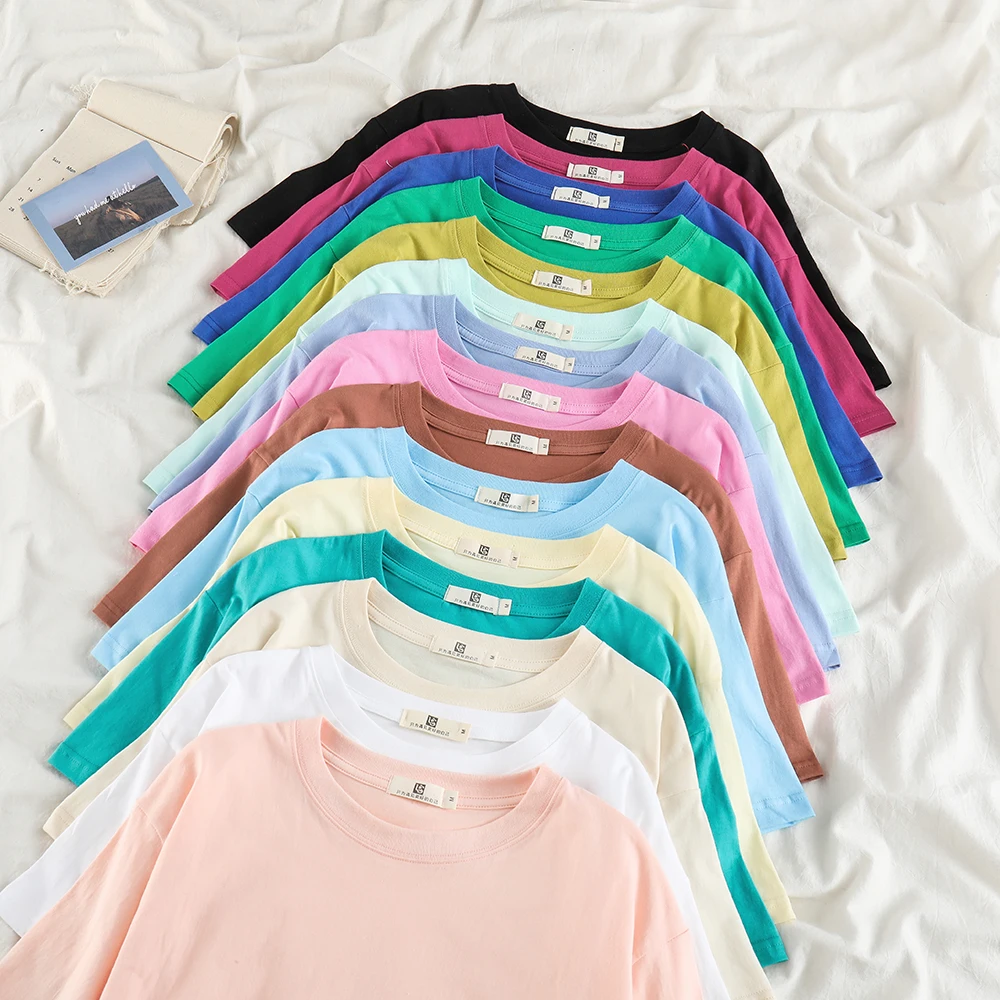 Женская футболка с коротким рукавом белая свободная Студенческая Модный