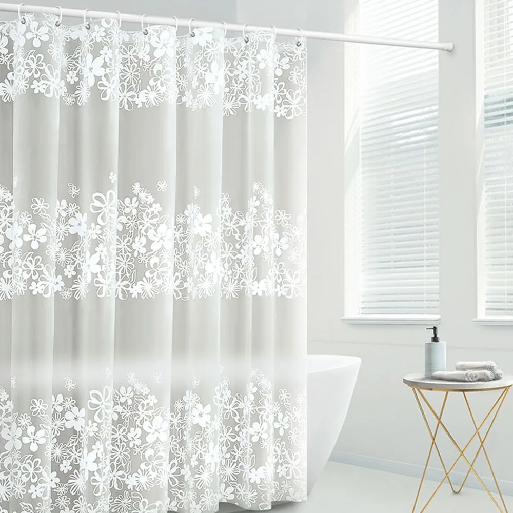 Водонепроницаемая занавеска для ванной комнаты прозрачная с цветами s украшения