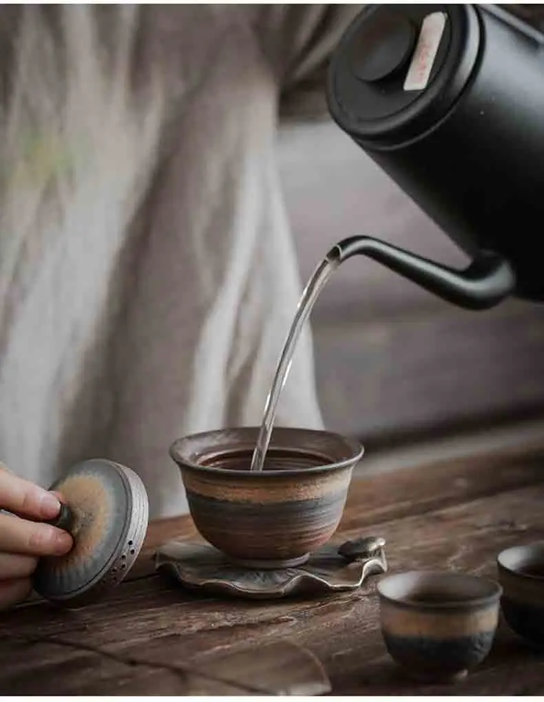 Винтажный Gaiwan керамический ржавчина глазурованный чайный набор чаша с блюдцем крышка чайный сервиз грубая Керамическая пиала Tureen для пуэр 170 мл чайная посуда для напитков
