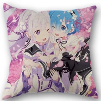 anime emilia pillow covers cases cotton linen zippered square decorative pillowcase outdoorofficehome cushion 45x45cm one side