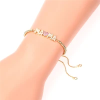 fashion adjustable zircon letter mama bead chain bracelet love heart bracelets classic bohemia jewelry mothers day best gifts
