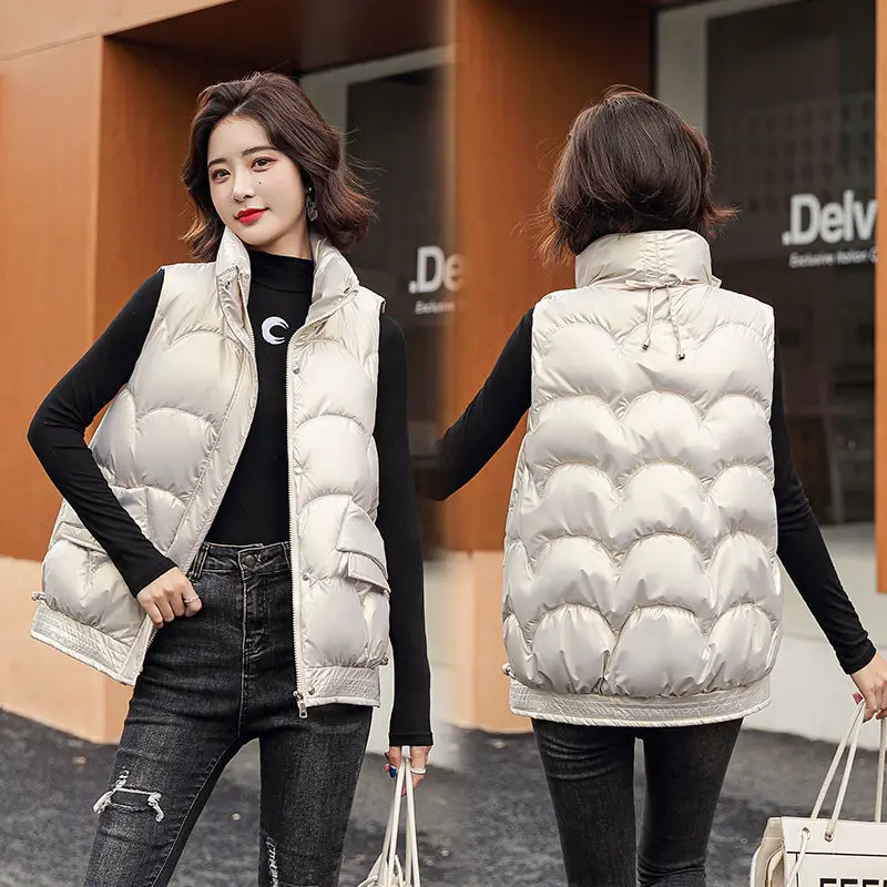 Жилет женский с хлопковой подкладкой однотонный модный ветрозащитный