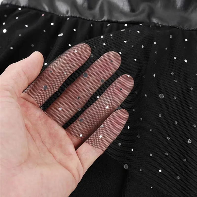 Балетное платье для девочек-подростков блестящее металлическое Сетчатое без