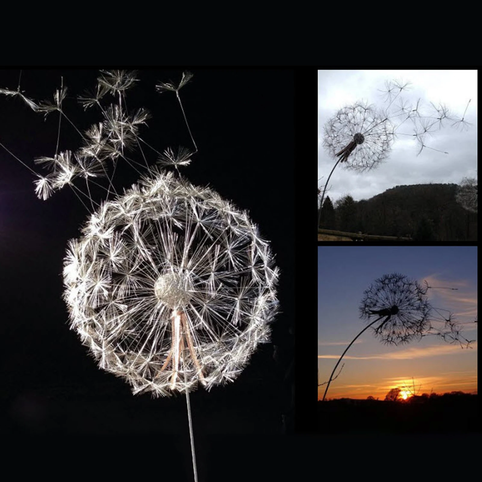 

2D Garden Fairy Decoration Stake Fairy Playing on/with the Dandelion Metal Art Elf Silhouette Ornament for Outdoor Hogard