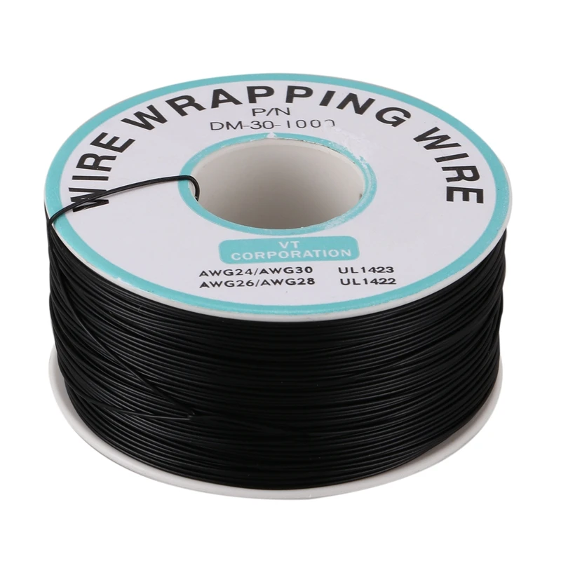 P/N B-30-1000 30AWG Оловянная медная проволока Wrepping кабельная катушка черная 305 м |