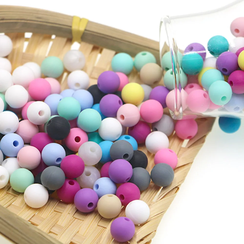 Kovict-Cuentas redondas de silicona de 9mm, accesorios para collar de chupete, productos para beb&eacute;, 300/500/1000 piezas-0