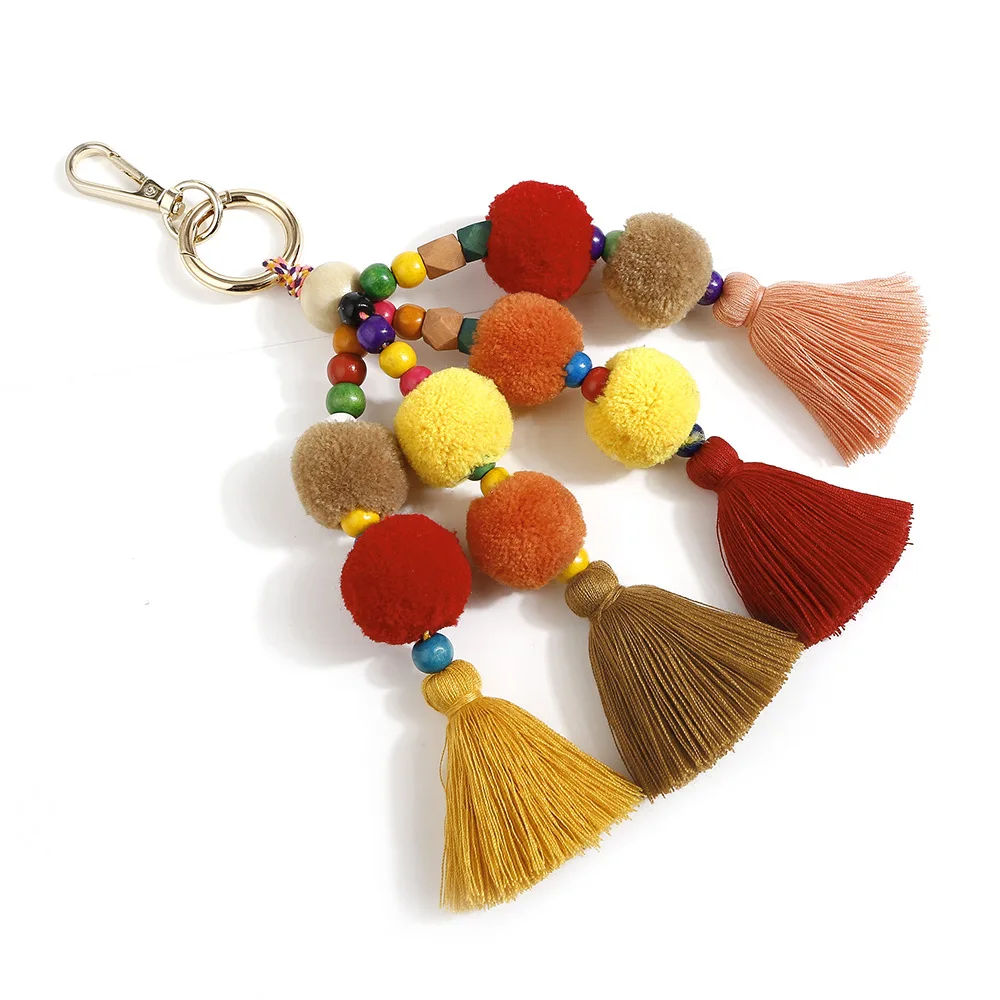 2019 оригинальный брелок для ключей + с двойной богемной бахромой и подвеской в