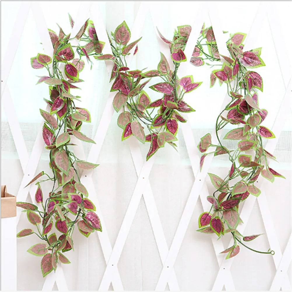 

Artificial Fake Hanging Vine Plant Leaves Garland Home Garden Balcony Wall Decoration Green Plastic Simulation Rattan