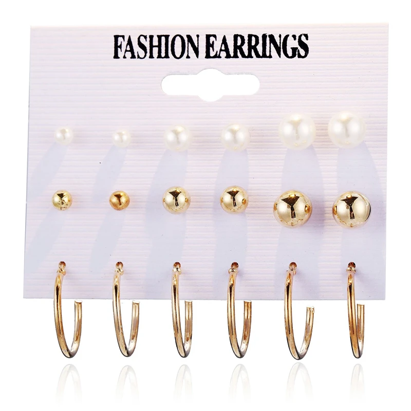 Earrings Set 13 Новые женские акриловые геометрические серьги для женщин богемные серьги Набор DIY большие серьги в виде жемчужной капли модные ювелирные изделия - Окраска металла: Earrings Set 13