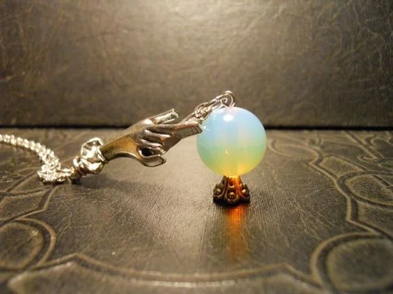 Crystal Ball in hand Necklace,Wicca,Witch,Pagan,Witches Ball,Gypsy,Steampunk Spells,Magic,Fortune Teller,Psychic,Reading,Scrying