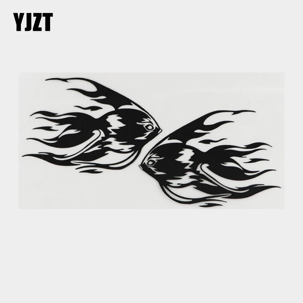 

Индивидуальная виниловая наклейка YJZT 16,3 см × 8,4 см с изображением золотой рыбки и пламени, автомобильная наклейка 18A-0175