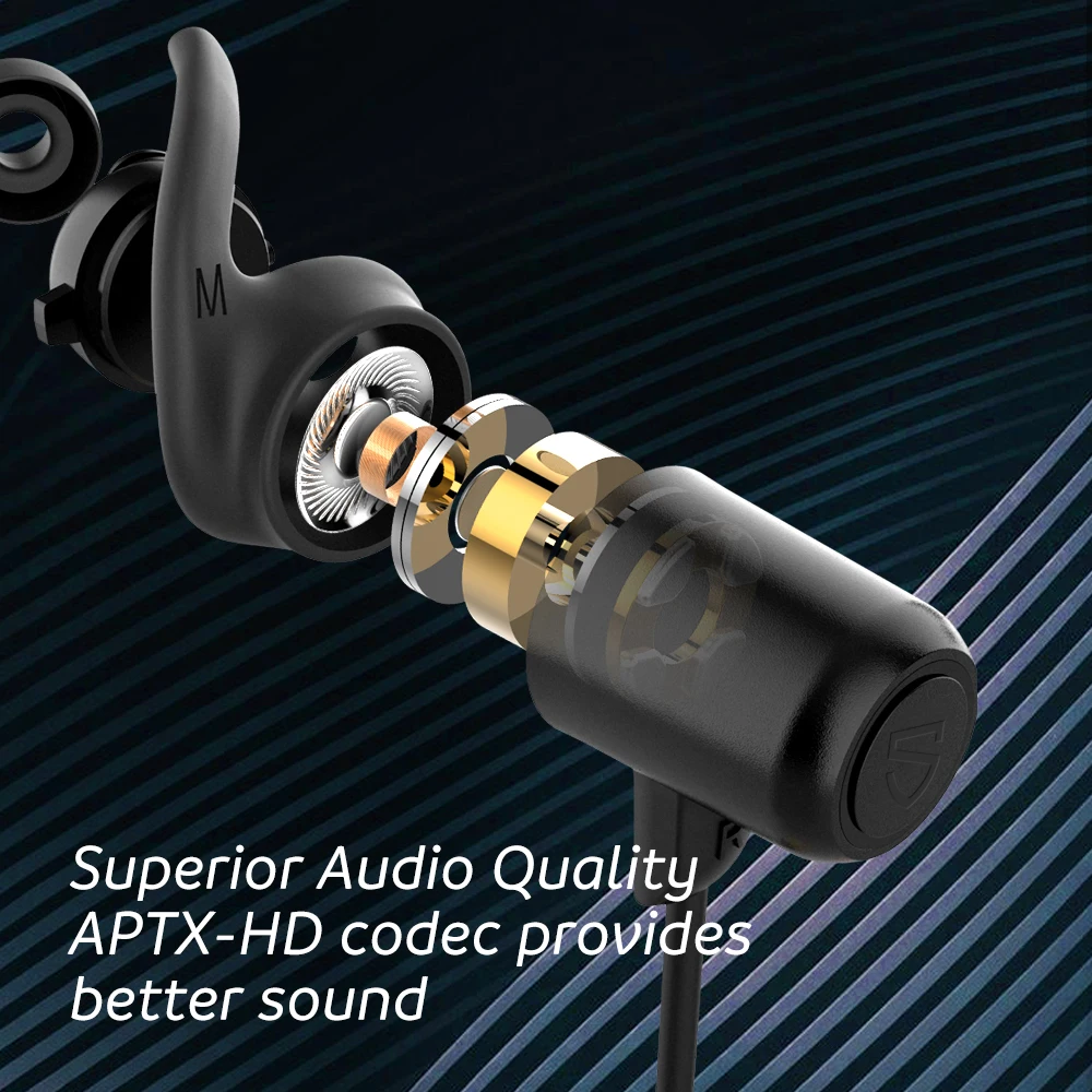 SounPEATS Bluetooth 5,0 беспроводные наушники IPX8 водонепроницаемые спортивные наушники с магнитной зарядкой APTX HD 14 часов воспроизведения