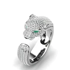Роскошное модное кольцо унисекс, инкрустированное полностью кристаллами, кольцо с леопардовым принтом, открытое регулируемое кольцо с животным, ювелирные изделия для вечеринок, подарочные аксессуары