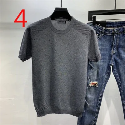 

Men's summer new blue t-shirt mercerized cotton plus size half-sleeved embroidery tide brand plus size short sleeve