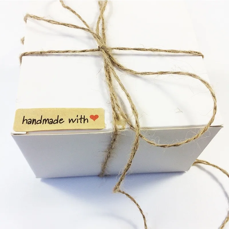 200 шт./лот &quotHand made with heart&quot наклейки для печати из крафт бумаги изделий ручной