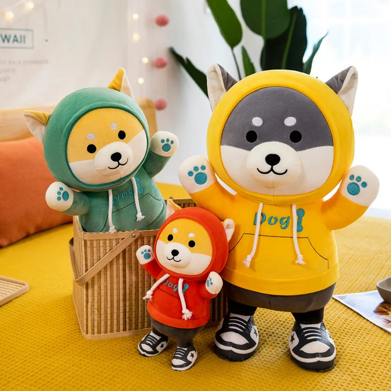

Free ship cute hat dog plush toy doll creative husky large stuffed animals children toys christmas birthday gift pillow hugs