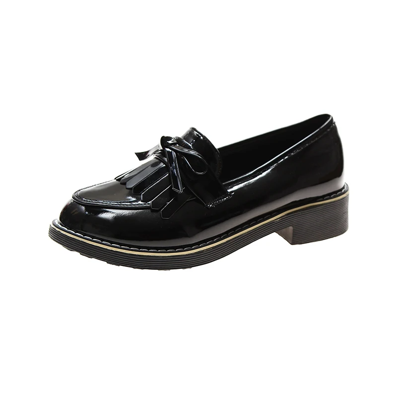 Туфли оксфорды женские однотонные черные кожаные на платформе без застежки с