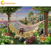chenistory square round drill 5d diamond painting animal environmental crafts full diamond embroidery dog landscape home decor