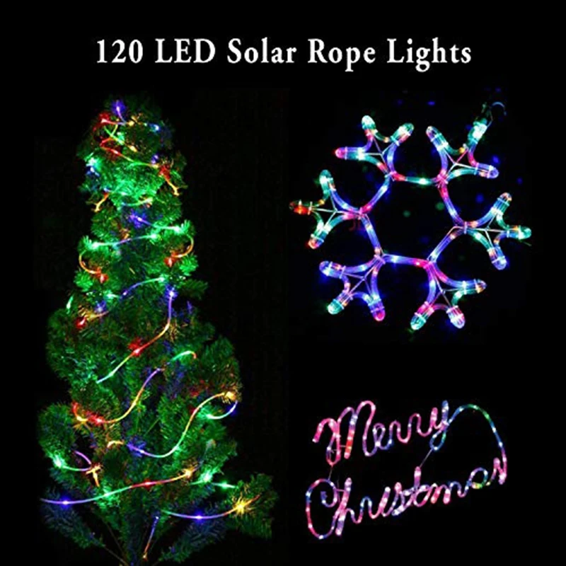 

8-Types Solar Light Rope 200 Led, Waterproof Solar Led Rope Tube Light for Garden,Courtyards, Festivals