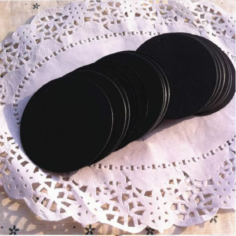 Etiquetas redondas de Papel Kraft para equipaje, etiquetas colgantes de cartón en blanco, negro, marrón, 5,5 cm, 400 unids/lote
