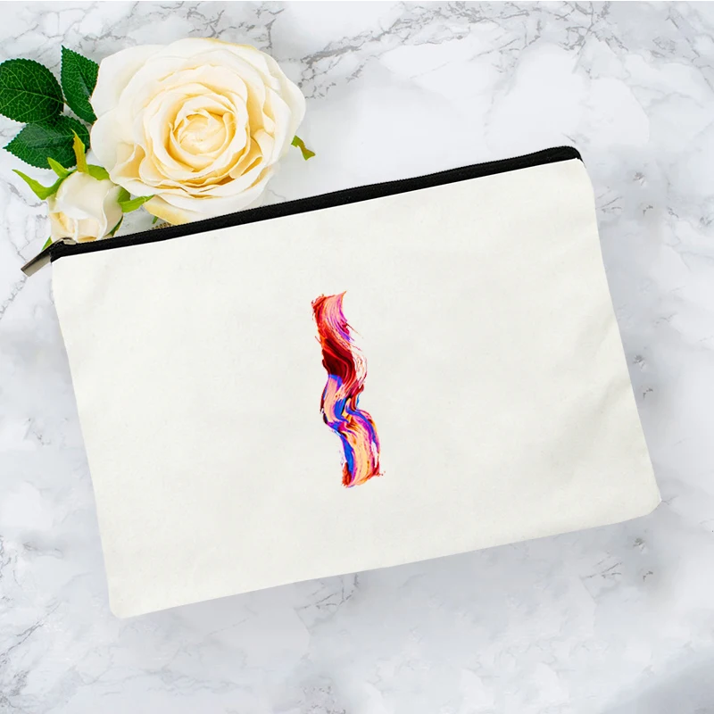 

Art Letters Cosmetic Bag for Makeup Organizer Mini Free Shipping Bags Woman Women's Travel Handbags Storage Make Up Pouch
