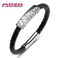 fashion bangle charm bracelets genuine leather rope mixed braided simple style punk rock men texture jewelry ps1058
