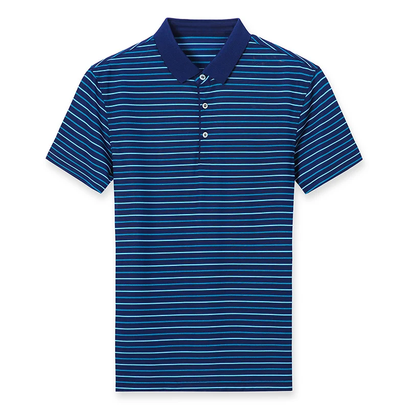 

YISU Men's T Shirt 2020 summer New Fashion turndown collar Short sleeve pullover Pinstripe print Mulberry silk T Shirt Men