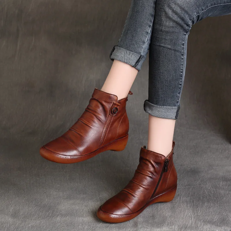 

New Boots Women Large Design Winter Boots Women New Comfortable Leather Ladies Shoes Leather Casual Woman Shoes