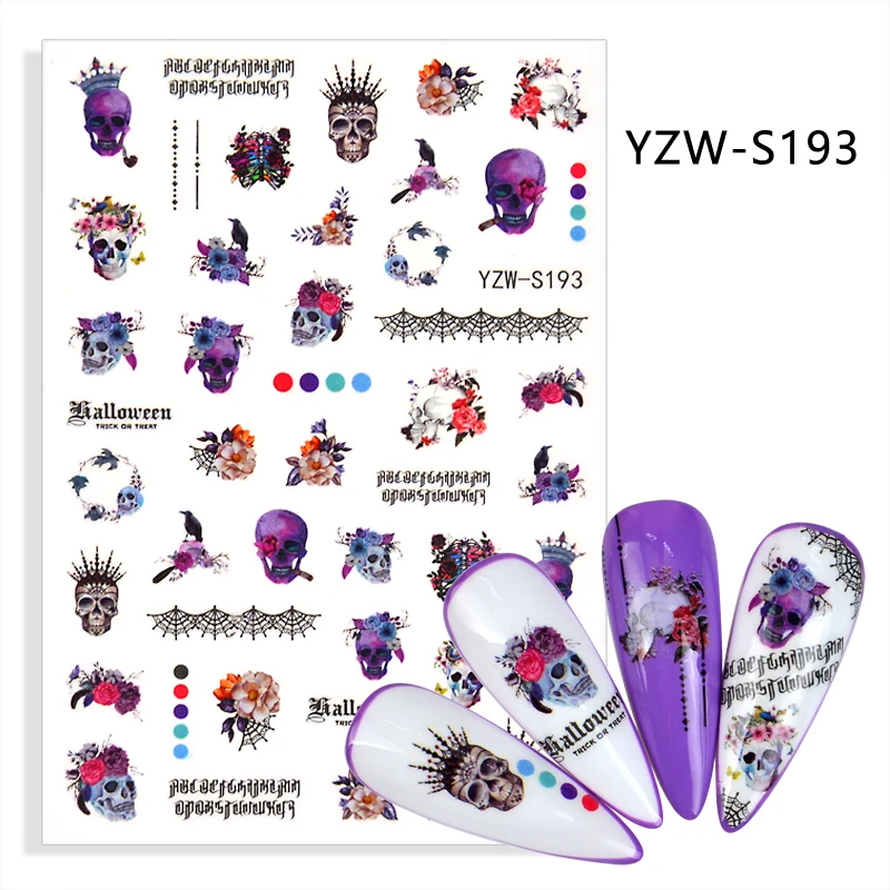 3D дизайн ногтей на Хэллоуин новые наклейки для ногтевого дизайна аниме Череп
