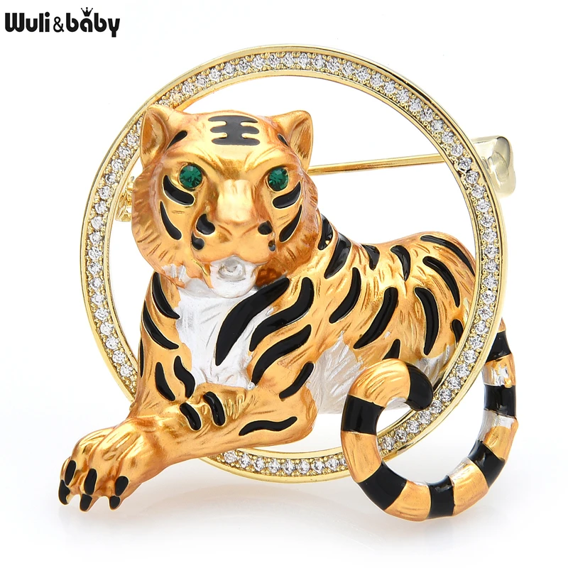 

Wuli&baby Cubic Zirconia Tiger Brooches For Women Unisex Enamel 2022 The Year Of Tiger Office Party Brooch Pin Gfits