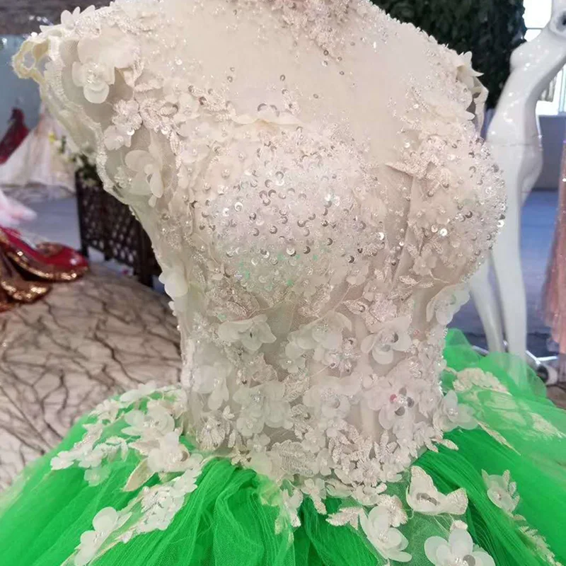 LSS154 недорогие Зеленые Вечерние платья феи с высоким воротом без рукавов