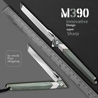 m390 ceo folding pocket knife with sheath titanium handle tactical edc tool for camping outdoors gift self defence hunting