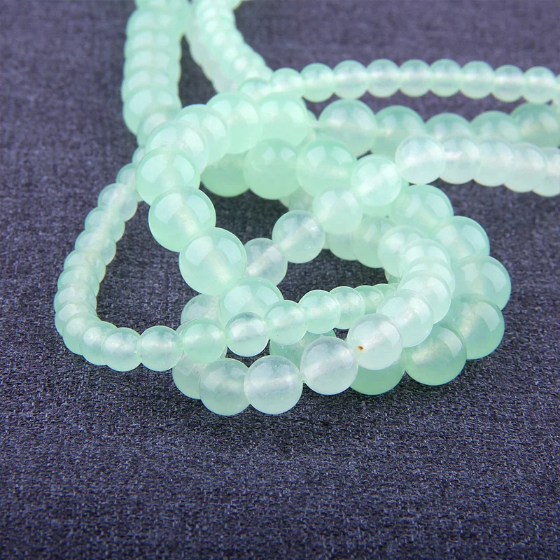 Бусины Из Натурального халцедона класса А 4 мм 6 из полированного зеленого камня