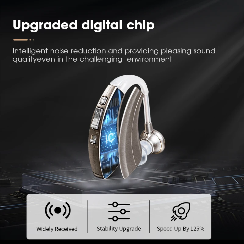 Беспроводное Цифровое шумоподавление невидимый слуховой аппарат 600 часов + Срок