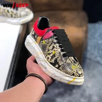 color sequins men white shoes snake pattern red tail platform graffiti height increase genuine leather sneakers autumn winter