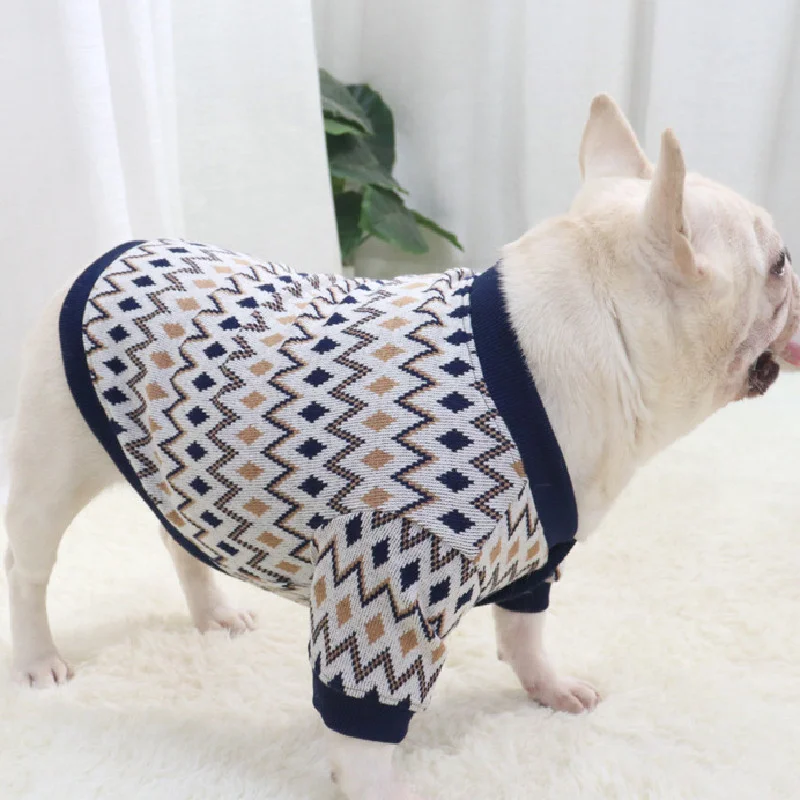 Цена Зимний свитер для собаки в французском стиле, наряд, одежда, пудель, Бишон, шнауцер, мопс, одежда для собаки, кардиган, Прямая поставка