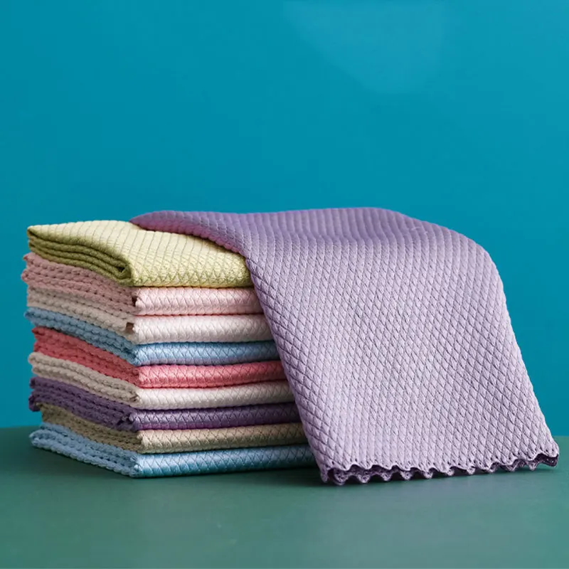 

3pcs Household Cleaning Products Cloth Fish Scale Rag for Glass Clean as Soon as You Wipe It Kitchen Tools Microfiber for Glass