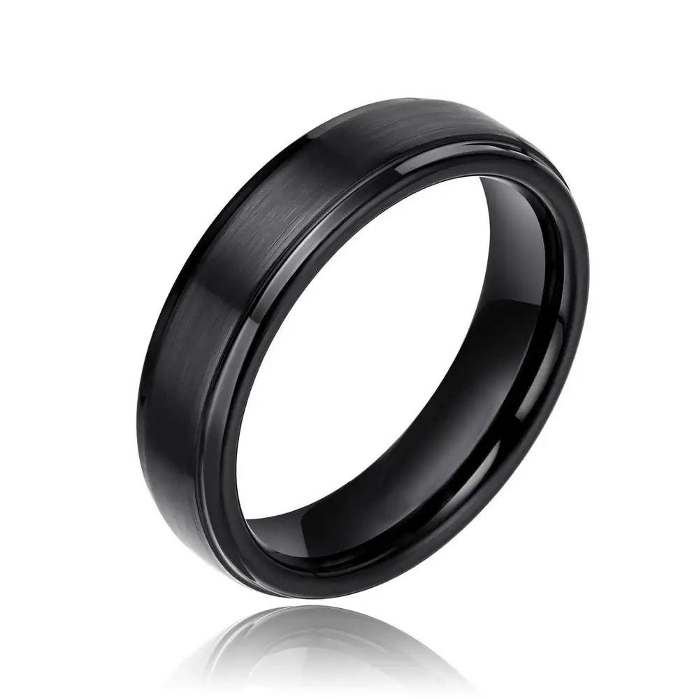 6mm Black Tigrade 6/8 мм Серебряный Вольфрам Карбидное кольцо мужские черные щеткой обручальное кольцо мужской Обручение кольца для Для женщин Модные украшения bague - Цвет основного камня: 6mm Black