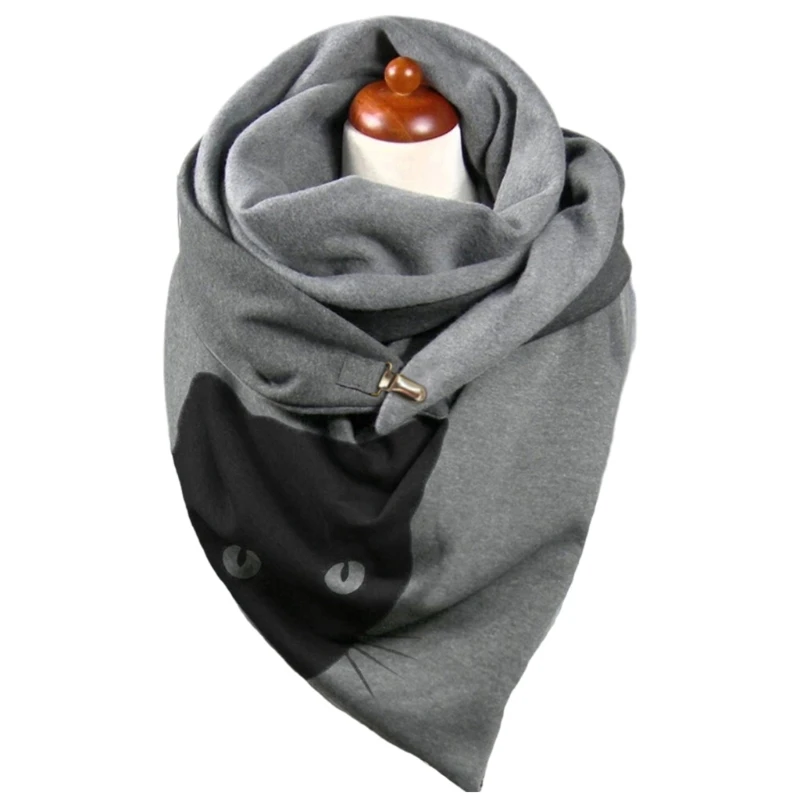 

Winter Warm Oversize Triangle Scarf with Clip Colorful Kitten Shawl Wrap Blanket M5TE